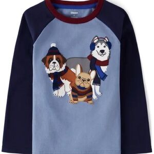 Never used Gymboree boys long sleeve embroidered dogs raglon top
